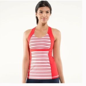 LULULEMON Fast Track Tank Twin Stripe Love Red (Estimated Size 6)